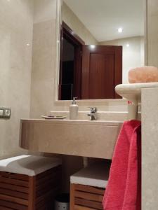a bathroom with a sink and a mirror at Casa Cafer in Las Palmas de Gran Canaria