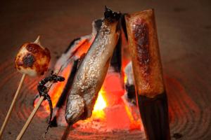 Kemudahan BBQ tersedia untuk tetamu di ryokan