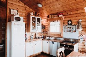 Kuchyň nebo kuchyňský kout v ubytování Log Cabin at White River
