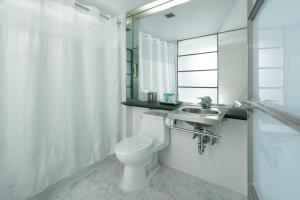 a bathroom with a toilet and a sink and a shower at Shoreham Hotel in New York