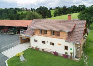 an overhead view of a house with a roof at Promschhof in Semriach