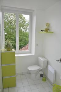 ein Bad mit einem WC und einem Fenster in der Unterkunft Le Gîte Oratorien in Ouzouer-sur-Loire