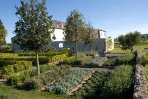 ogród z krzakami i drzewami oraz budynek w obiekcie Fonte del Lupo w mieście Porto Ercole