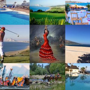a collage of pictures of people playing golf at Apartment Marina Alcaidesa 2 beds Golf & Beach in La Alcaidesa