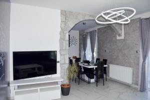 Televízia a/alebo spoločenská miestnosť v ubytovaní TJ Apartment