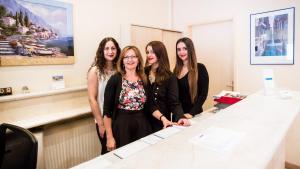 a group of women standing next to a counter at Hotel Europa in Pforzheim