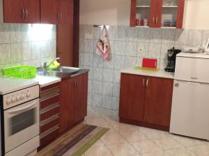 a kitchen with a sink and a stove and a refrigerator at Apartments Bruno in Jurandvor