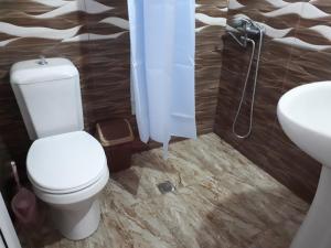 un bagno con un water e un lavandino di Rezo's House a Kvariati