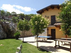 a backyard with a ping pong table and a ping at Agriturismo Aria Fina in Mormanno