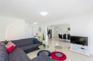 a living room with a couch and a tv at Apartments Villa V in Vir