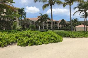 克里斯琴斯特德的住宿－Pelican Cove Condo，棕榈树和灌木丛海滩上的度假屋