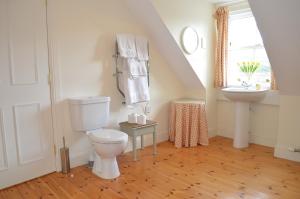 a bathroom with a toilet and a sink at Shelduck Cottage in Feorlean +14 photos