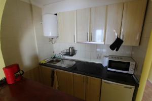 a small kitchen with a sink and a microwave at Bungalow 3931 in Torrevieja