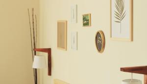 a wall with pictures and a clock on it at Vila Dunavski Raj in Golubac