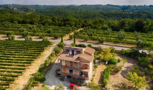 an aerial view of a house in a vineyard at B&B Casa Certosa in Siena