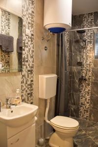 uma casa de banho com um WC e um lavatório em Ribica Apartments em Kotor