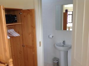 a bathroom with a sink and a mirror at Auntie B's in Ardara +11 photos