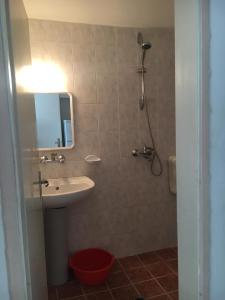 プリモルスコにあるTwo bedroom Apartment in Primorskoのバスルーム(シンク、鏡付きシャワー付)