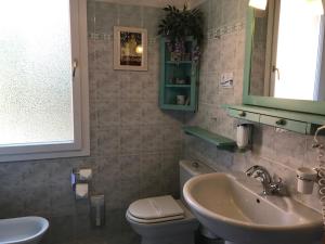 a bathroom with a sink and a toilet and a mirror at Oasis Lagoon Estate in Venice-Lido +65 photos