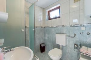 a bathroom with a toilet and a sink at Apartmani Mužić in Orlec +31 photos
