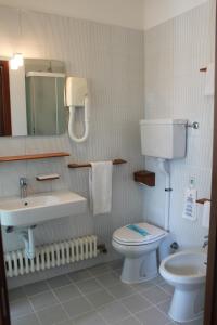 bagno con servizi igienici e lavandino di Hotel Le Pageot ad Aosta