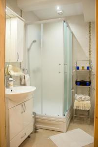 a bathroom with a shower and a sink at Top Centar Liberty in Banja Luka