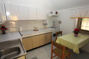 a kitchen with a table and a sink and a table and a tableablish at Accommodation Lily in Vrana