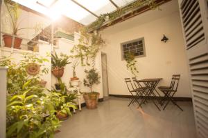 un patio con piante, tavolo e sedie di Le Stanze di Sara a Torino