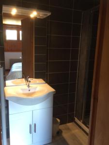 a bathroom with a sink and a mirror at Appartement Claude in Courchevel