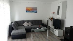 a living room with a couch and a tv at Apartman Zoja in Mali Lošinj