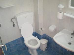 un bagno con un water bianco e un lavandino di Bellina Studios ad Agia Paraskevi