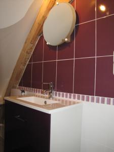bagno con lavandino e specchio di AU GRÉ DE LALOIRE a Bréhémont