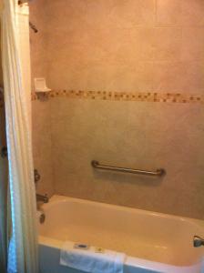 a bathroom with a bath tub with a towel at Orange City Motel - Orange City in Orange City