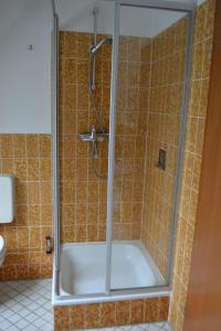 タツィングにあるRochelsand-App-4-OGのバスルーム(シャワー、バスタブ付)