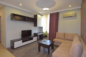 un salon avec un canapé et une télévision dans l'établissement Pushkin 49, à Erevan