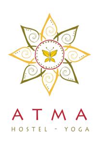 un logo stellare con una farfalla al centro di ATMA Hostel & Yoga a Huanchaco