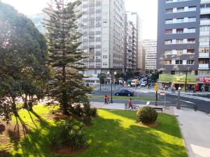 un parque con un árbol en medio de una ciudad en Jasjosé Begoña - Frente al Parque de Begoña, en Gijón