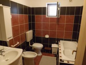 a bathroom with a toilet and a sink and a tub at Apartman ENA in Opatija +6 photos
