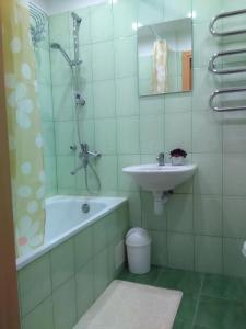 ドルスキニンカイにあるAmber apartamentaiのバスルーム(シンク、シャワー、バスタブ、トイレ付)