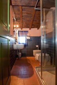 a bathroom with a sink and a toilet at Il Nido nella Bionda in Brugnato +24 photos