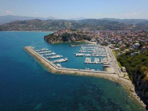 an aerial view of a marina with boats in the water at Villa Milena in Agropoli