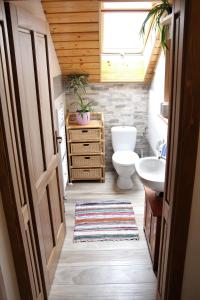 łazienka z toaletą i umywalką w obiekcie Apartment Mihalic w mieście Ogulin