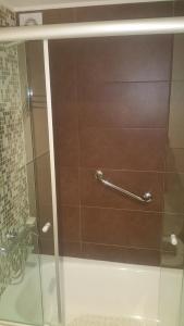 a shower with a glass door in a bathroom at Edificio Forest Tower 2 in Punta del Este