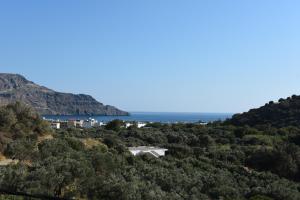 uma vista para o oceano a partir de uma colina em Antonis Studios & Apartments em Plakiás