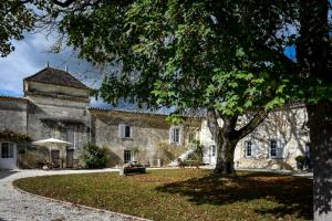 a large stone building with a tree in front of it at Domaine de Bel Air Carpe Diem in Tizac-de-Curton