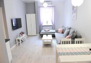 Televízia a/alebo spoločenská miestnosť v ubytovaní Apartamenty Zamkowa