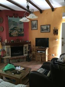 Una sala de estar con un sofá y un televisor. en Alojamiento Rural Los Olivos, en Arroyo Frío