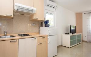 a kitchen with a sink and a refrigerator at Apartment Kricin in Baška