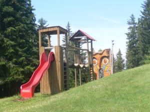 un parque infantil con un tobogán en una colina en Haus Heidrun, en Fendels