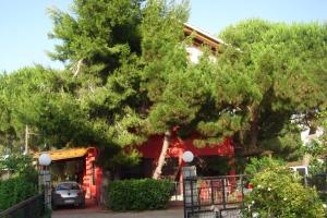 a large green tree in front of a building at Art House in Pandokrátor